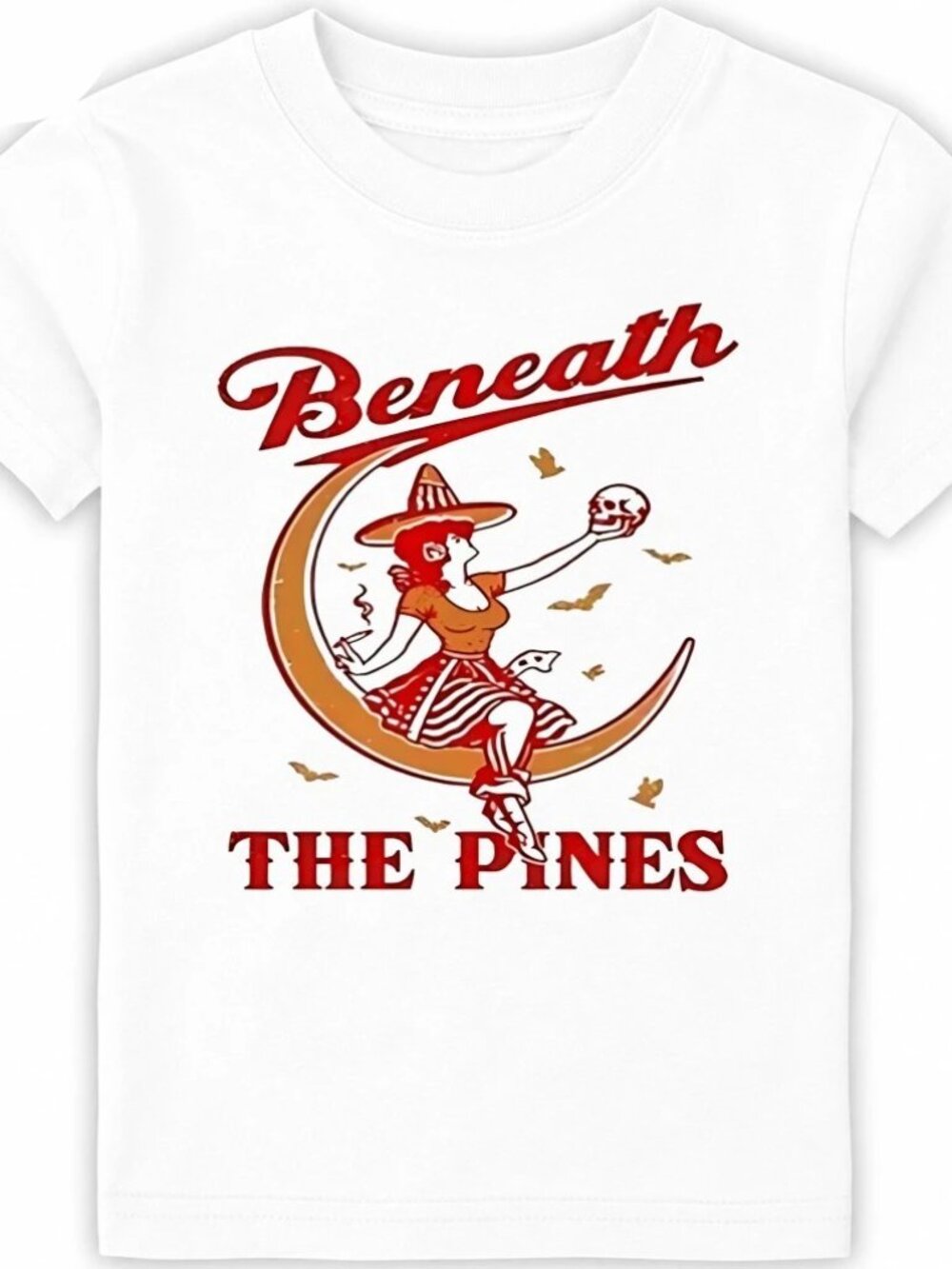 Beneath the pines witch moon skull gothic shirt